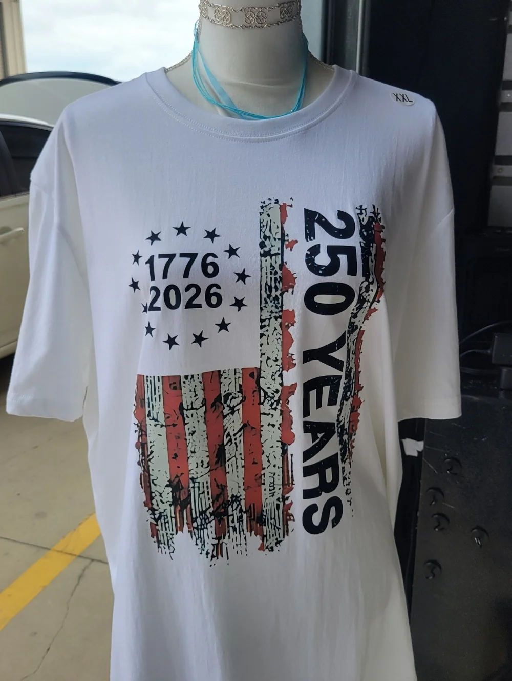 NWT Mens Size XXL America 250 Years T-Shirt White Cotton Red White And Blue 2X